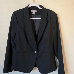 H&M Blazer Jacket Single Front Button - Black - Size 12